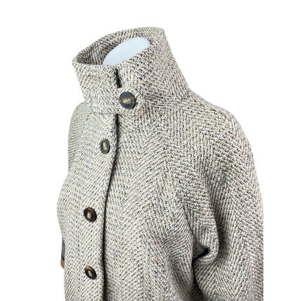 Skies Are Blue Women's Gray Herringbone Long Sleeve Button Up Coat Jacket Size L