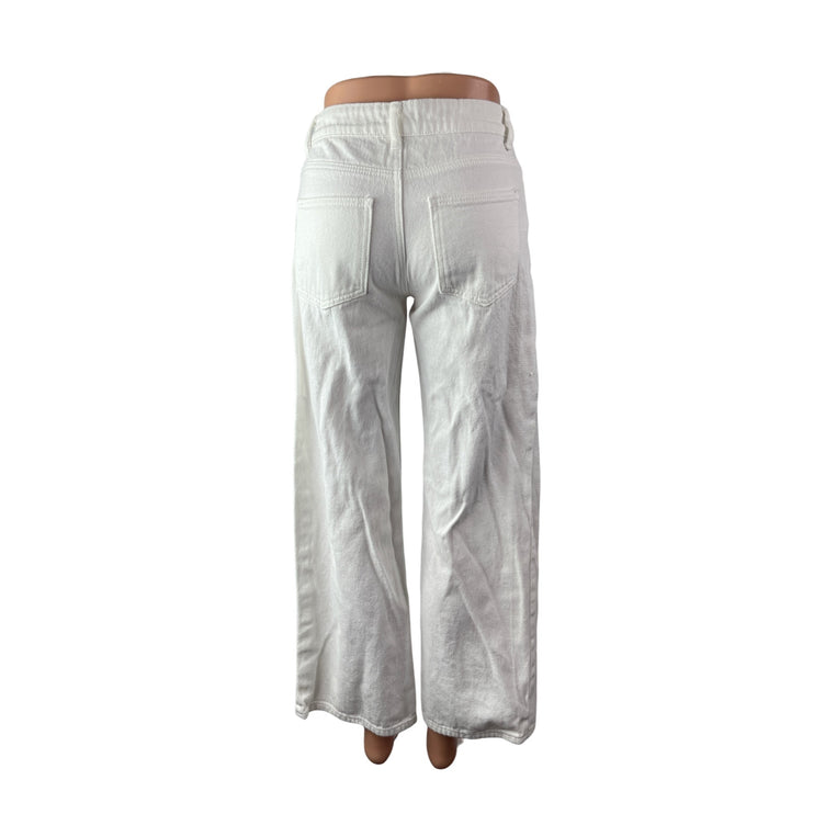 Edikted Women's White Mid Rise Wide Leg Baggy Trousers Denim Jeans Size XS