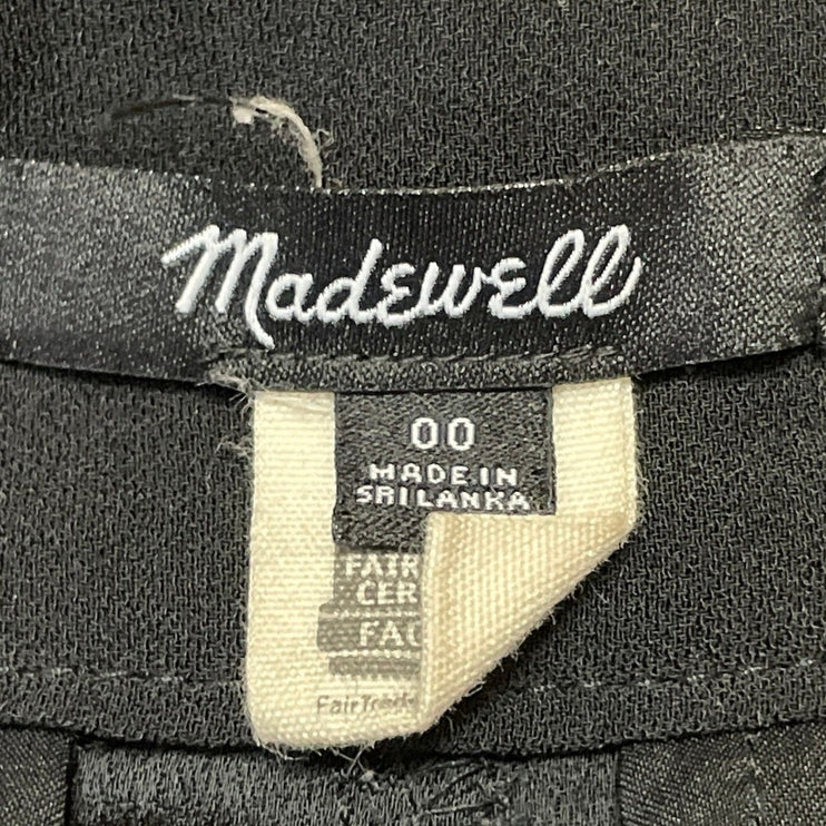 Madewell Women's Black High Waisted Straight Leg Pleated Trousers Pants Size 00