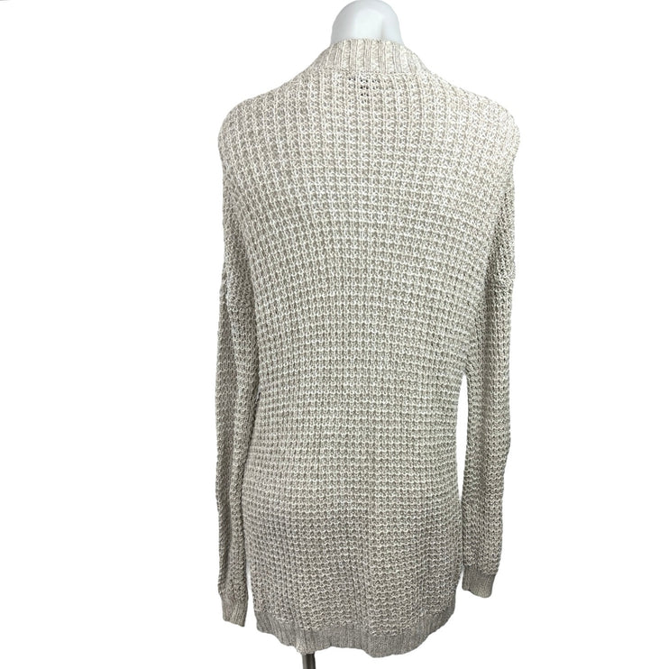 Express Gray Knitted Open Front Long Sleeve Pockets Long Cardigan Sweater Size M