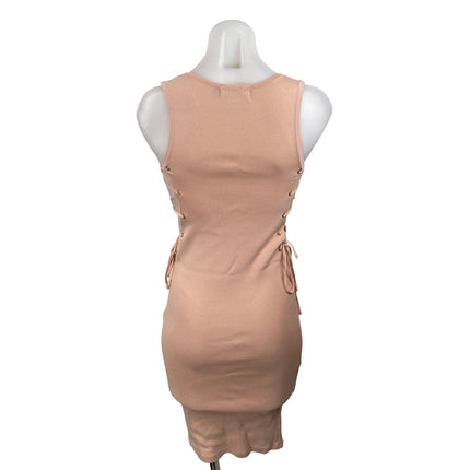 Rehab Coral Sleeveless Side Lace Up Ribbed Knit Tank Mini Bodycon Dress Size S