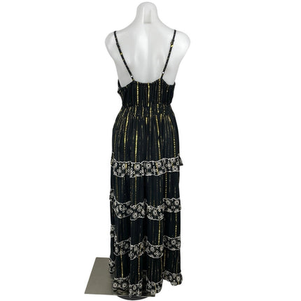 NEW Ananta Embroidery Sleeveless Tiered Maxi Cami Tank Flare A-Line Dress L/XL