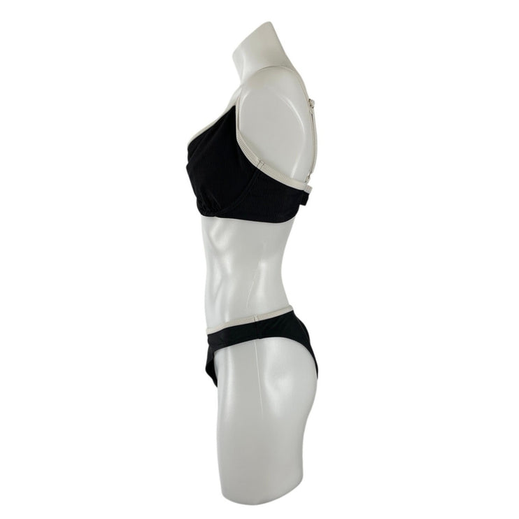 Abercrombie & Fitch Black Ribbed Wide Strap Underwire Cami Bikini Swimwear Set M