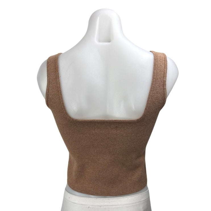 Abercrombie & Fitch Tan Sleeveless Knit Square Neck Cropped Tank Top Size M