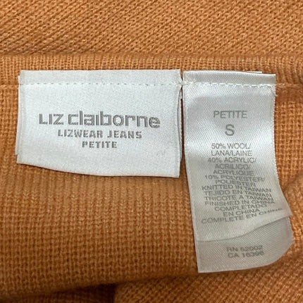 Liz Claiborne Brown Wool Embroidered Long Sleeve Button Cardigan Sweater Top SP