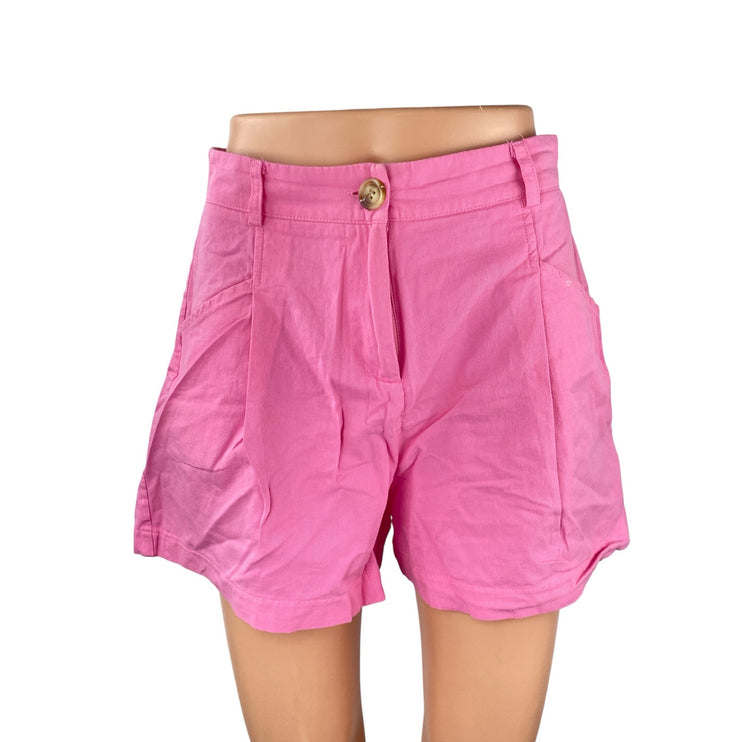Glam Women's Pink High Waisted Casual Lounge Summer Wide Leg A-Line Mom Shorts M