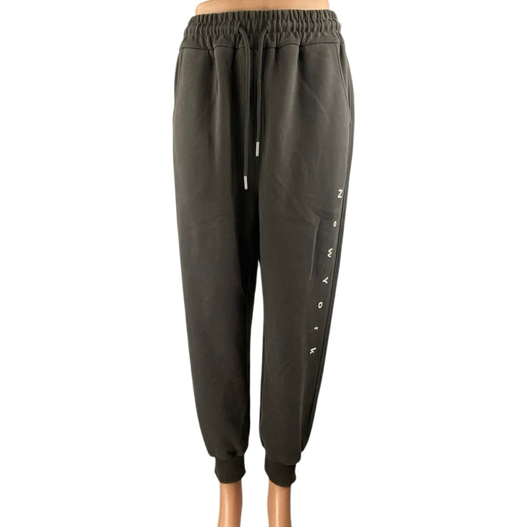 Dear Xiuer Women's Gray New York Drawstring Tapered Athletic Sweat Pants Size L