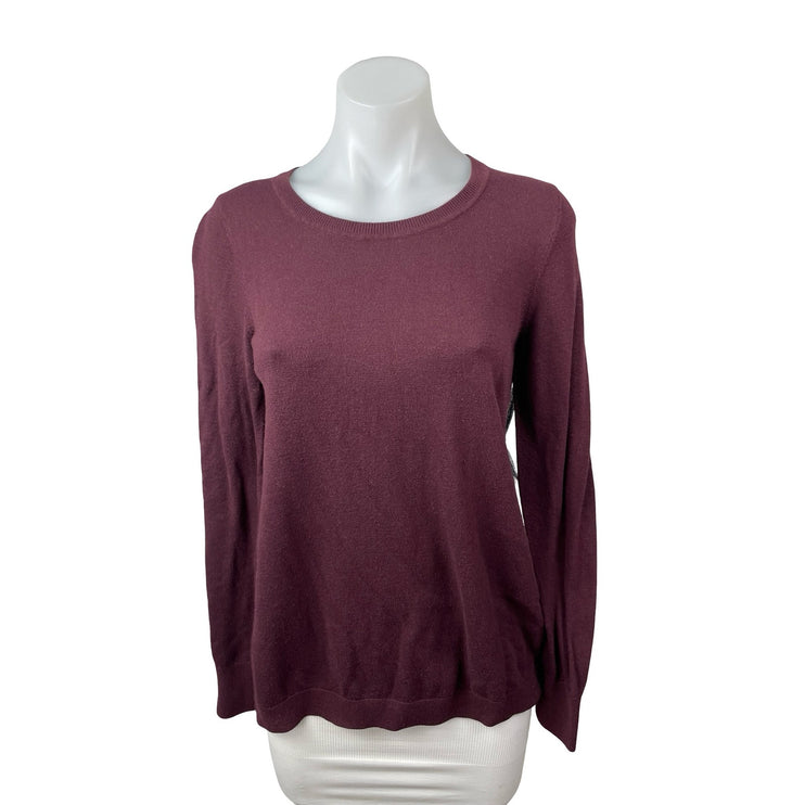 Chelsea 28 Red Maroon Sheer Mesh Back Ruffle Long Sleeve Sweatshirt Top Size M
