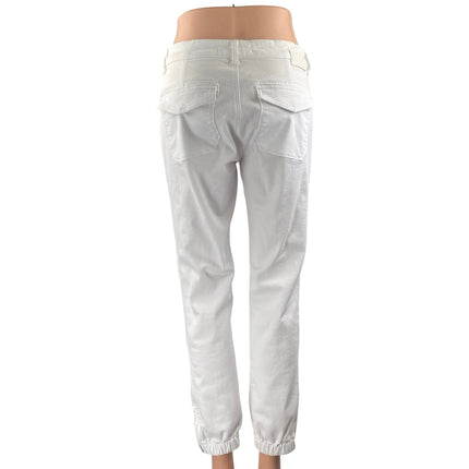Mavi Women's White Mid Rise Slim Fit Straight Casual Cargo Denim Jeans Size M