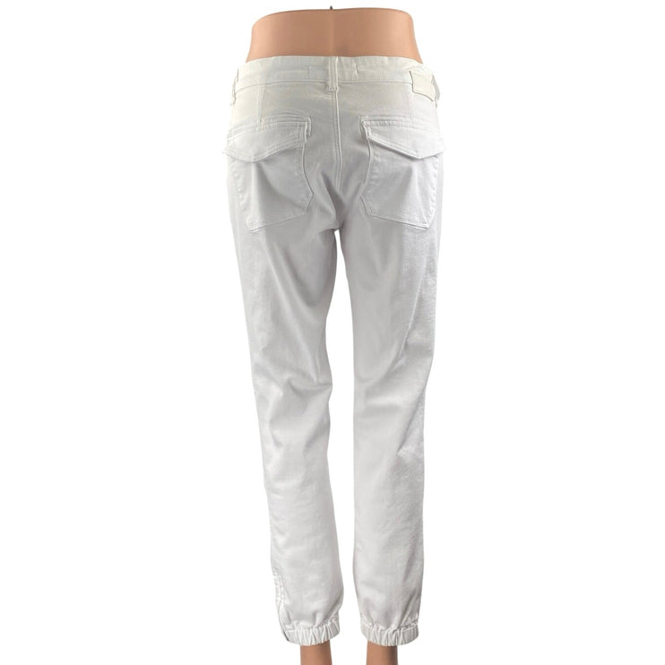 Mavi Women's White Mid Rise Slim Fit Straight Casual Cargo Denim Jeans Size M