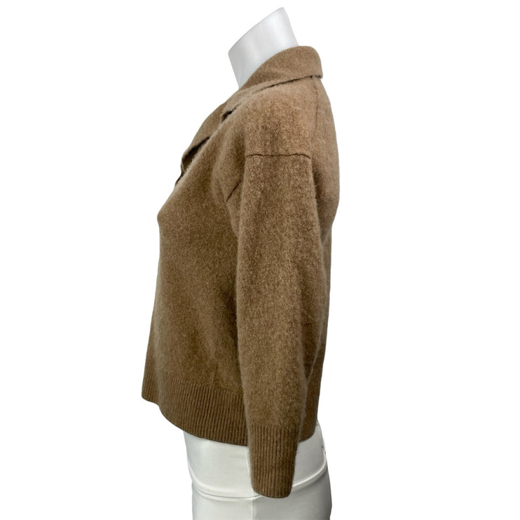 Quince 100% Mongolian Cashmere Tan Long Sleeves Collared Polo Sweater Top Sz M