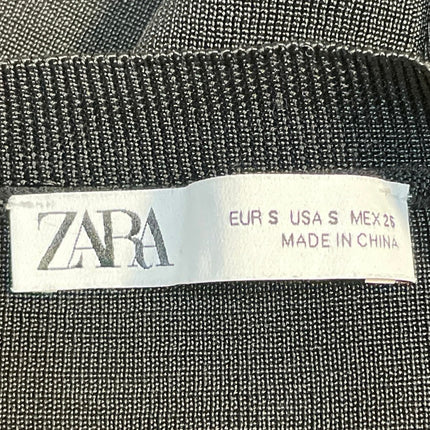 Zara Mixed Media Organza Long Puff Balloon Sleeve Crew Neck Sweater Blouse Top S