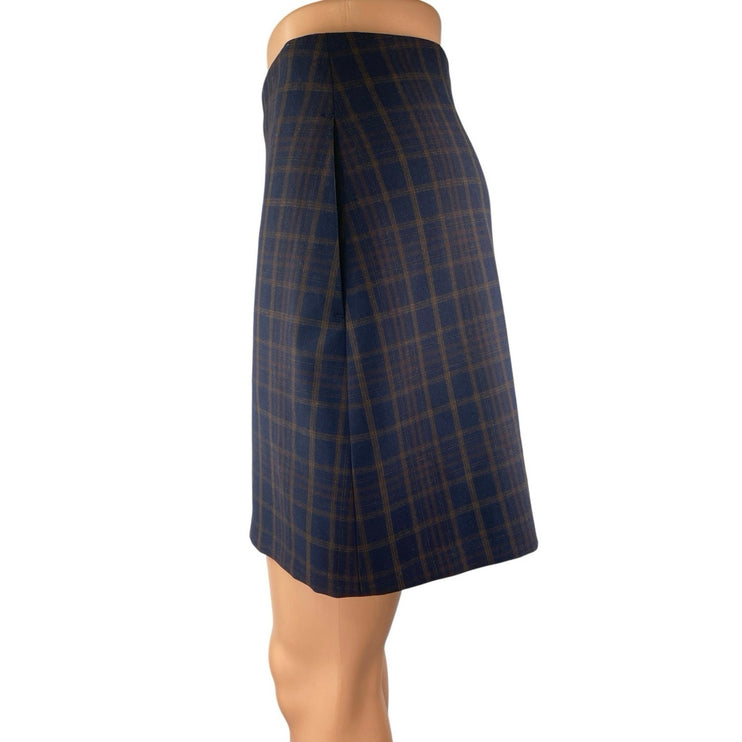 Aritzia Wilfred Blue Plaid Flannel Tartan High Waisted A Line Mini Skirt Size 4