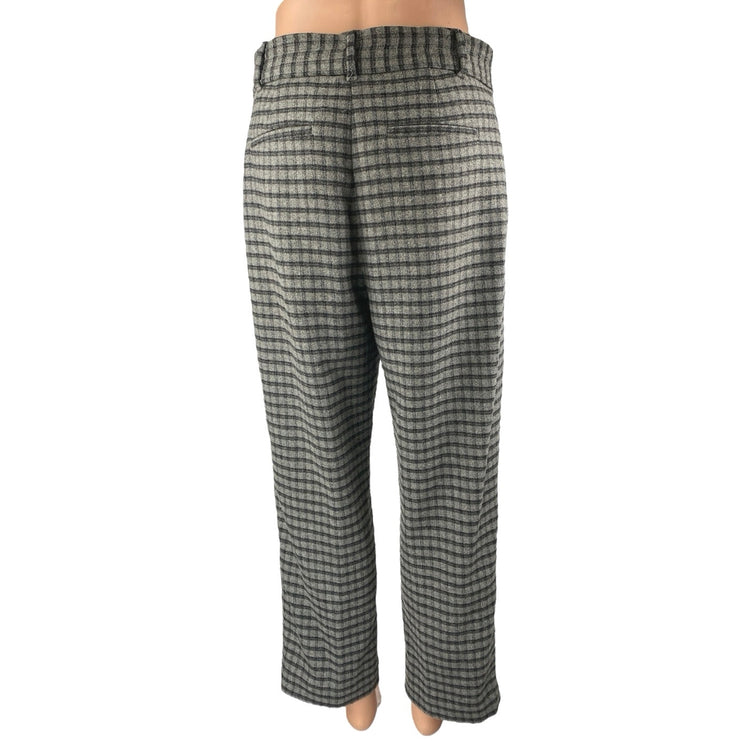 Aritzia Wilfred Womens Gray Wool Plaid Check Straight Crop Trousers Pants Size 6