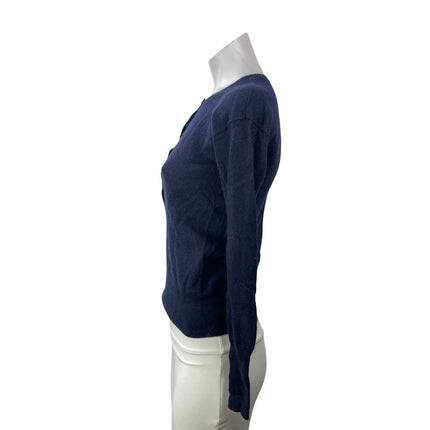J. Crew Womens Navy Blue Long Sleeves Cashmere Knit Henley Tee T-shirt Top Sz XS