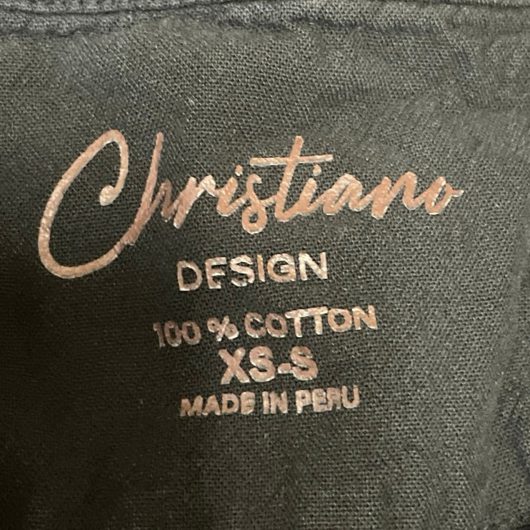 Christiano Women's Black Sleeveless Lace Up Criss Cross Blouse Top Size XS/S