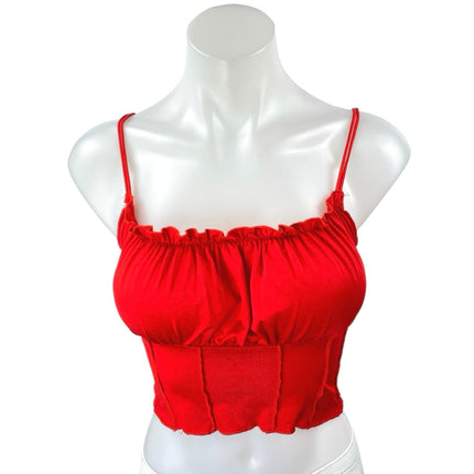 Princess Polly Annette Red Sleeveless Ruffle Cami Camisole Crop Tank Top Size 4