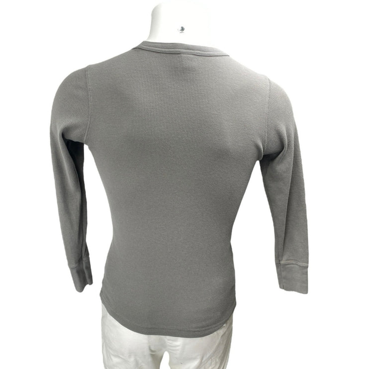 Alternative Apparel Vintage Soft Mens Gray Waffle Knit Long Sleeve Shirt Top S