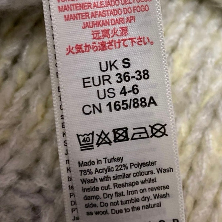 Topshop Twist Deep Yellow Gray Colorblock Long Sleeve Crew Neck Sweater Top 4/6