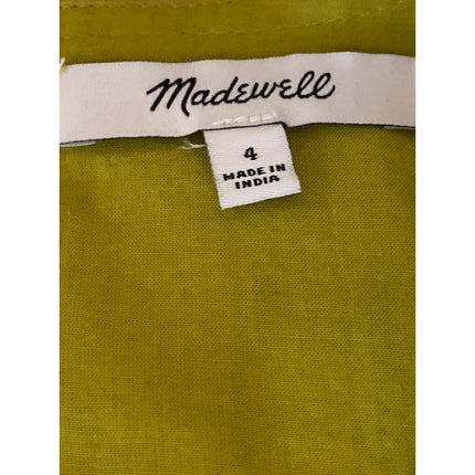 Madewell Annamarie Yellow Green Striped Short Puff Sleeve Mini A-Line Dress Sz 4