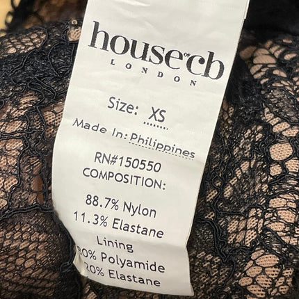 House of CB Black Floral Lace Sheer Bustier Underwire Cami Crop Top Size XS