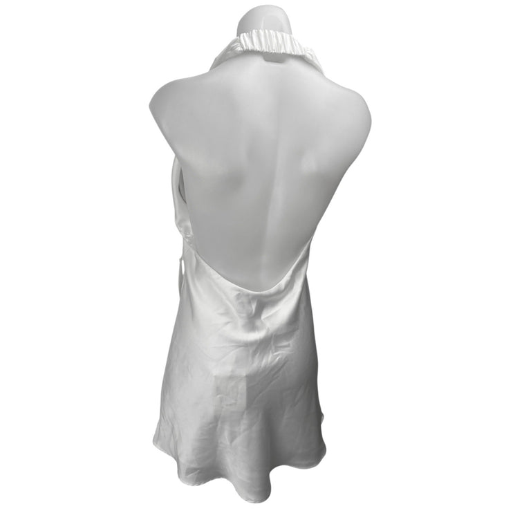 NEW Show Me Your Mumu White Silk Satin Halter Open Back Mini Slip Dress Size XS