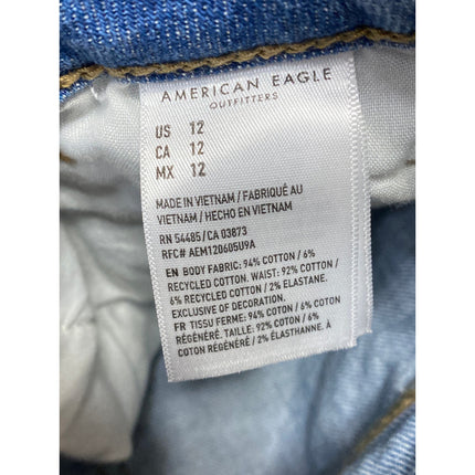 American Eagle Outfitters Blue Floral Embroidered Frayed Cutoff Denim Shorts 12