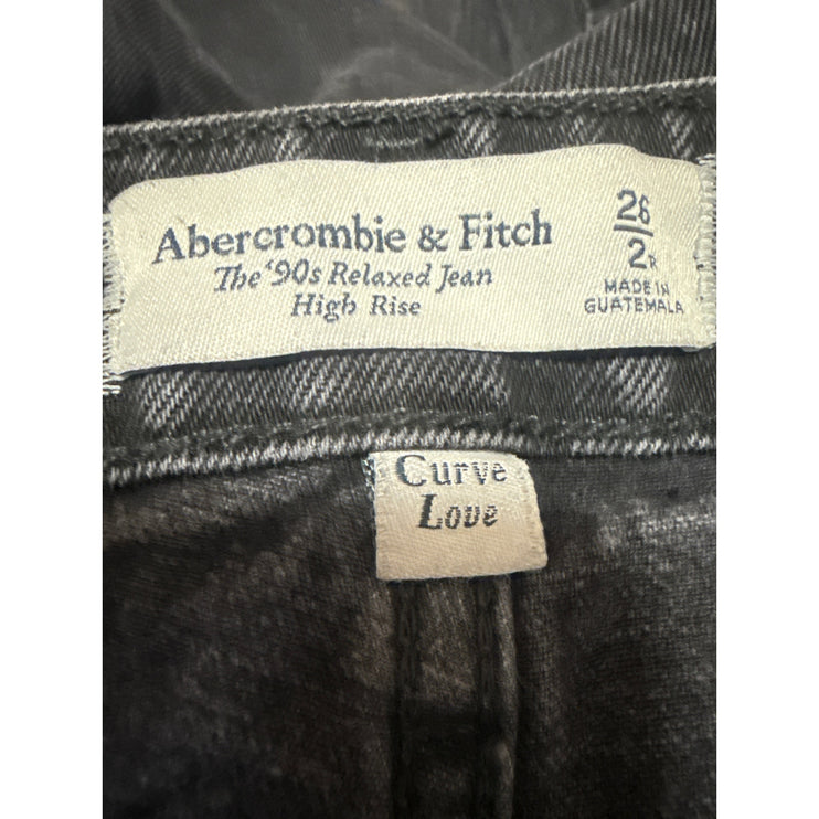 Abercrombie & Fitch The 90s Relaxed High Rise Curve Love Black Denim Jeans Sz 26