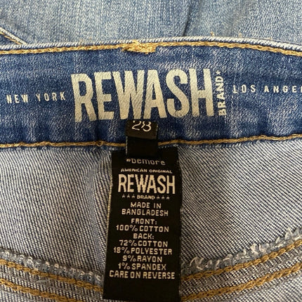 Rewash Womens Blue Distressed Frayed Raw Hem High Waisted Denim Jeans Shorts 28