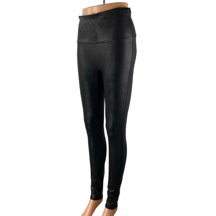 Spanx Women's Black Faux Vegan Leather High Rise Skinny Moto Leggings Pants Sz L