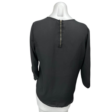 Hippie Rose Black Half Sleeve V Neck Lightweight Relaxed Fit Blouse Top Size M