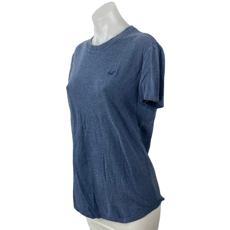 Hollister Icon Blue Chevron Crew Neck Short Sleeve Basic Tee T-Shirt Top Size XS