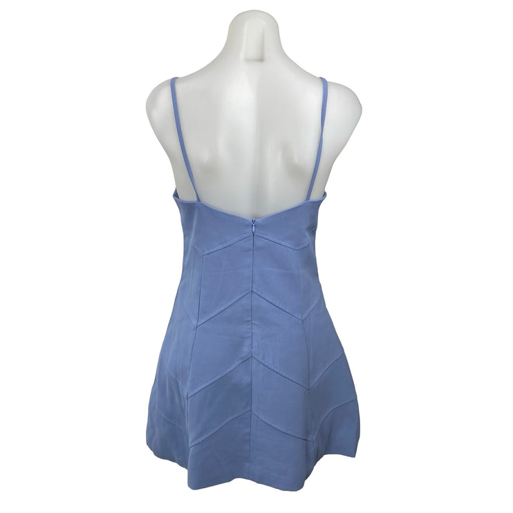 Dee Elly Women's Blue Chevron Seam Sleeveless V Neck Mini Tank A-Line Dress Sz S