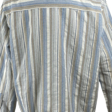 Reclaimed Vintage Men's Blue Striped Long Sleeve Henley Button Front Shirt L