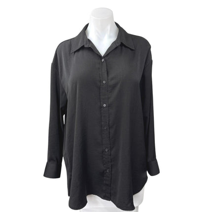 Banana Republic Women's Black Long Sleeve Button Down Shirt Top Size M Petite