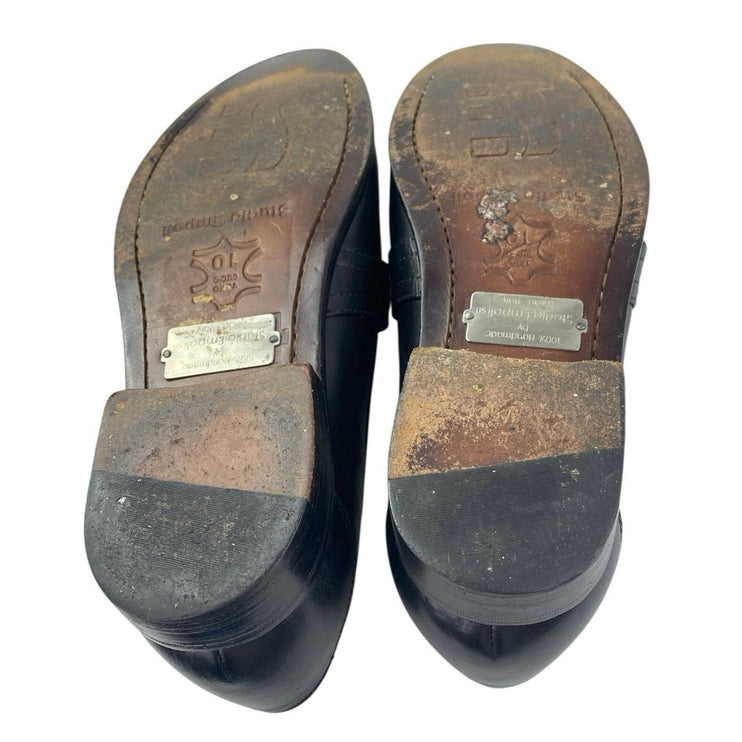 Studio Empoli Mens Black Leather Pointed Toe Slip On Loafers Dress Shoes Size 10