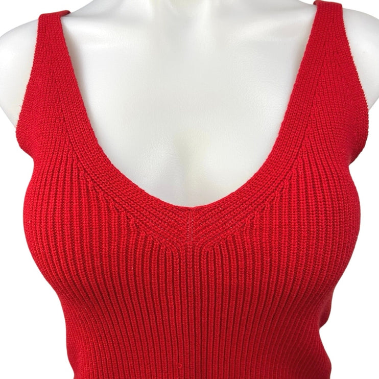 Brandy Melville Red Knitted Scoop Neck Sleeveless Pullover Sweater Tank Top Sz S