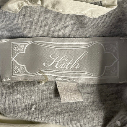 Kith Men's Beige Cream Long Sleeve Tie Hem Collared Polo Sweatshirt Top Size L