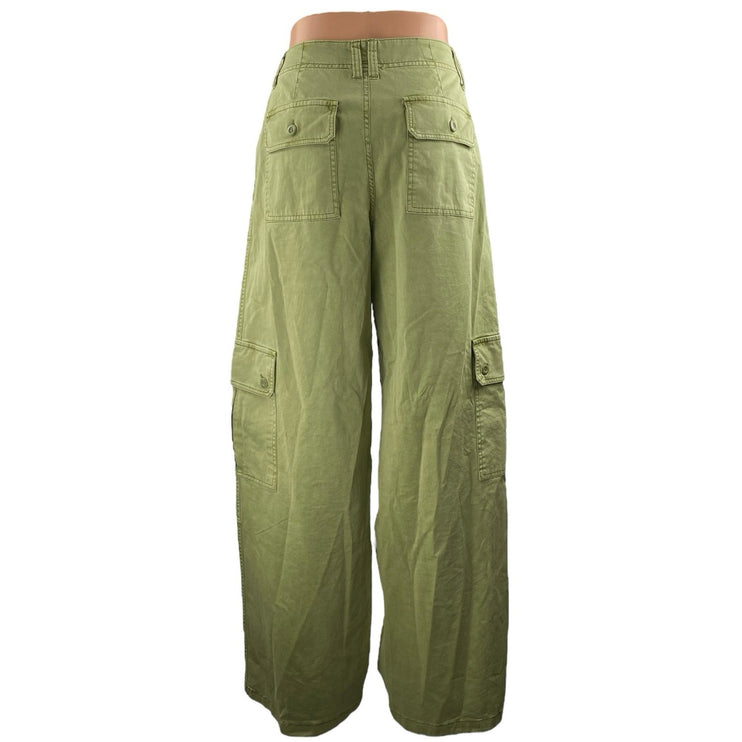 BP. Women's Green High Waisted Baggy Palazzo Wide Leg Cargo Trousers Pants Sz 10