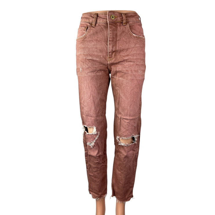 Anthropologie Pilcro Distressed Ripped Frayed Hem Straight Denim Jeans Pants 27