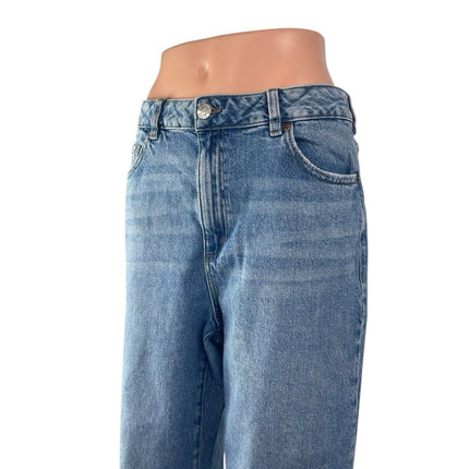 Garage Denim Blue medium Wash High Waisted Straight Wide Leg Jeans Pants Size 29