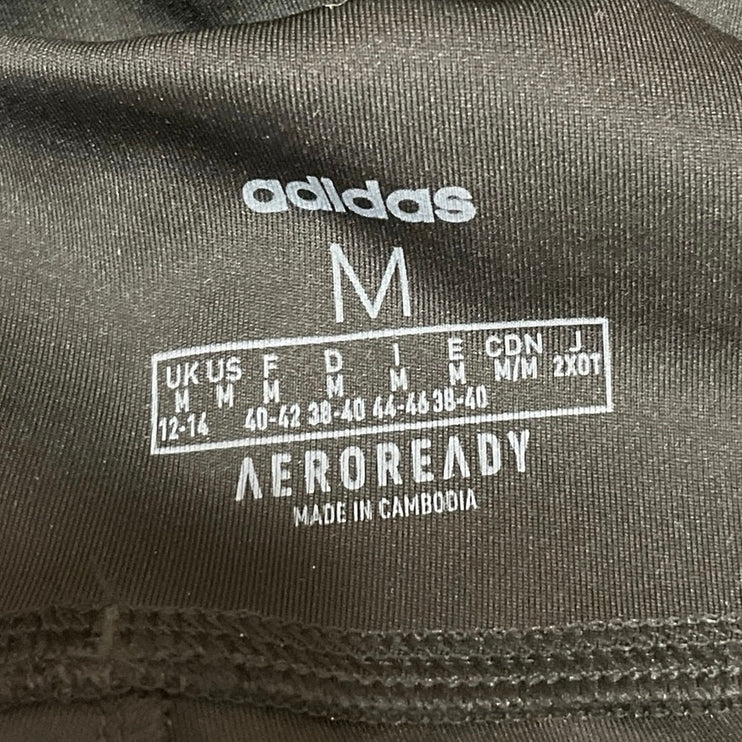 Adidas Women's Black Gray Colorblock Mid Rise Yoga Athletic Leggings Pants Sz M