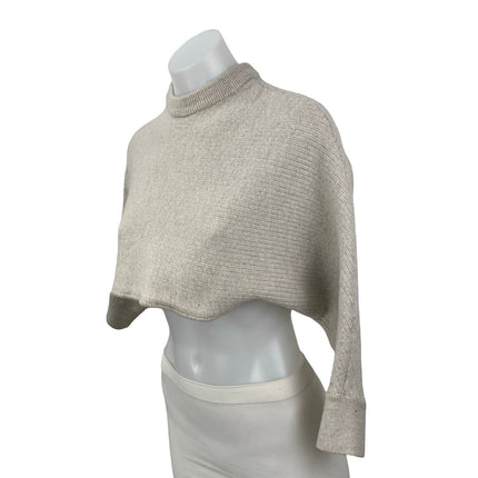 Aritzia Wilfred Free Lola 100% Wool Women's Gray Long Sleeve Crop Sweater Top M