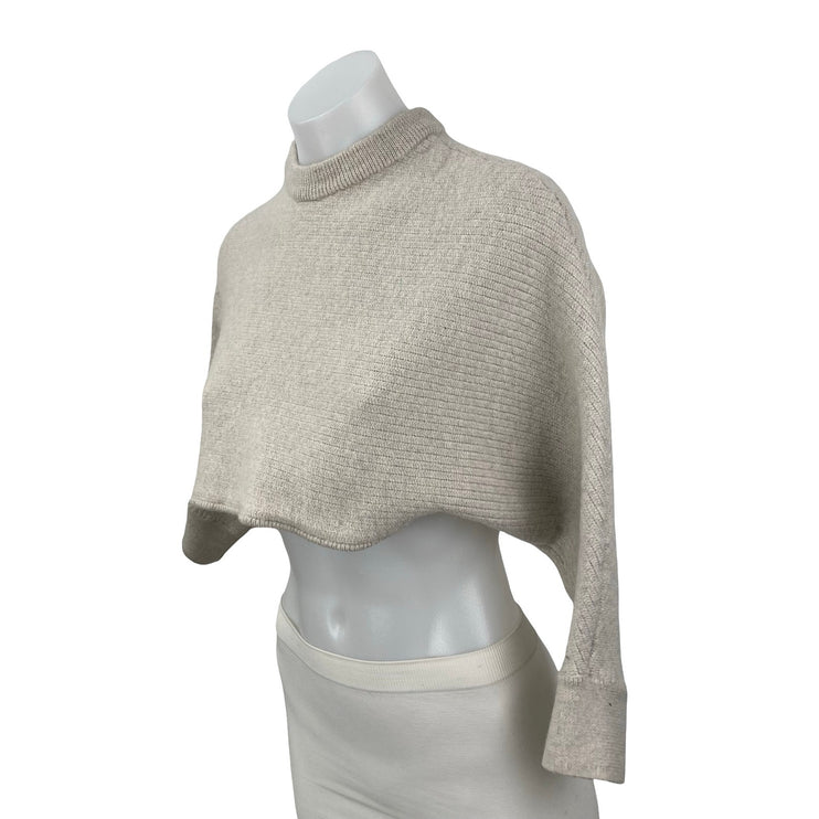Aritzia Wilfred Free Lola 100% Wool Women's Gray Long Sleeve Crop Sweater Top M