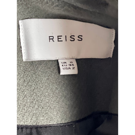 Reiss Women's Gray Wool Double Breasted Long Sleeve Blazer Coat Jacket Size 2