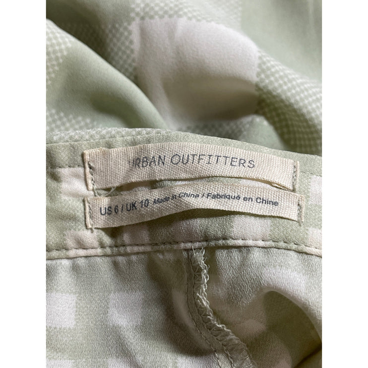 Urban Outfitters Green Gingham Check Asymmetric A-Line Mini Skort Skirt Size 6