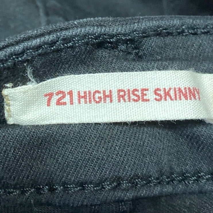 Levis 721 Women's Black High Rise Skinny Leg Slim Fit Denim Jeans Pants Size 26