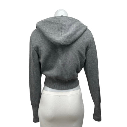 Zara Women's Gray Zip Up Long Sleeve Hooded Hoodie Crop Sweatshirt Sweater Top S