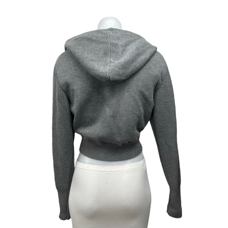 Zara Women's Gray Zip Up Long Sleeve Hooded Hoodie Crop Sweatshirt Sweater Top S
