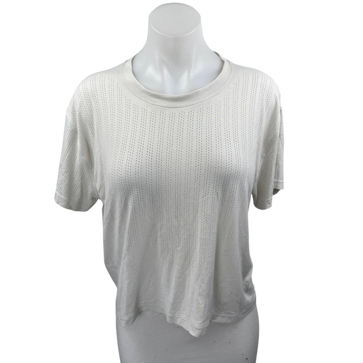 Lululemon Train to Be White Mesh Short Sleeve Activewear Tee T-shirt Top Size M
